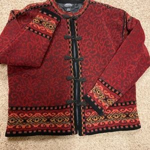Icelandic Design Cardigan, size L.  Deep Red